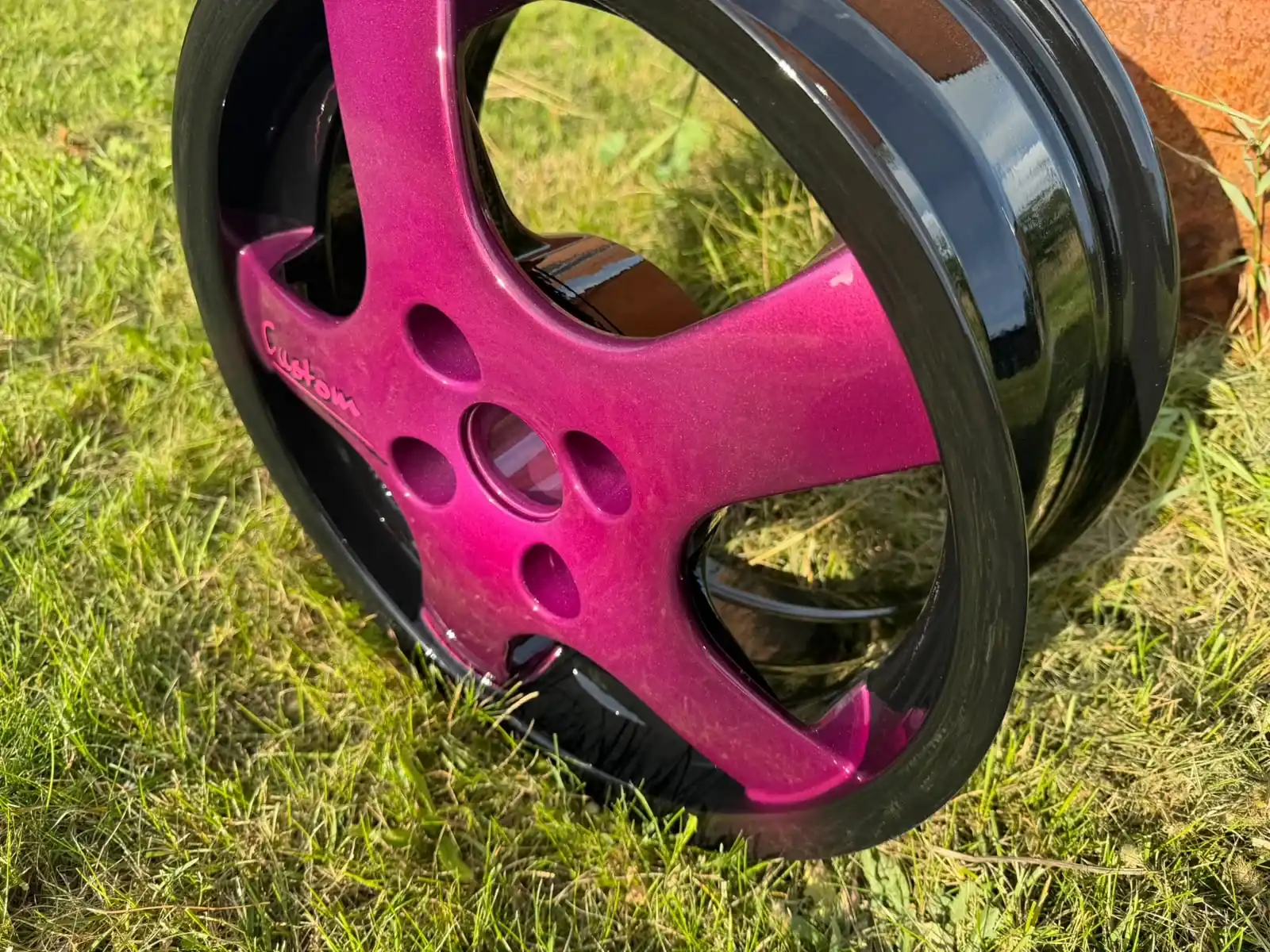 Pinke Candy-Beschichtung in Nahaufnahme
